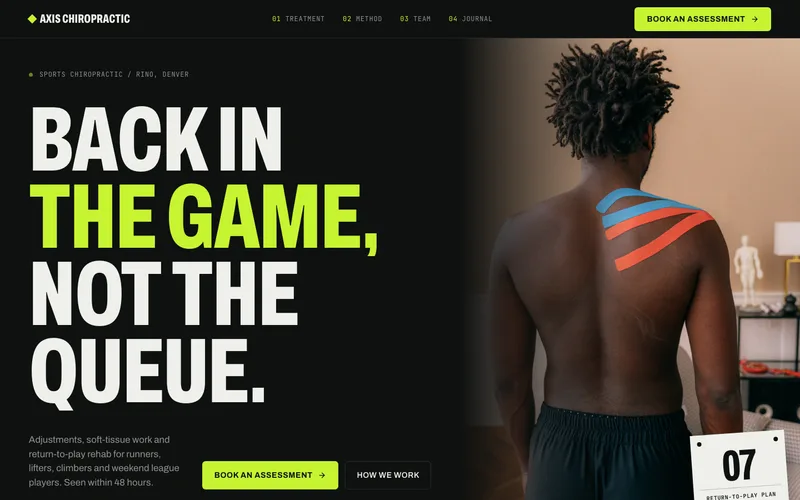 Carbon and Lime Sports Chiropractor website template preview