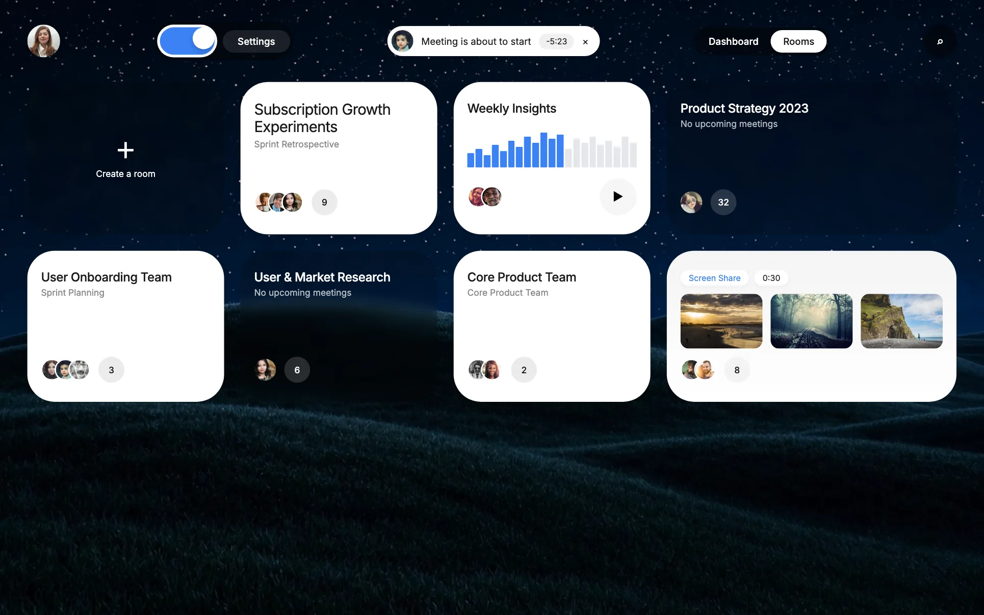 Meeting Room Booking Dashboard website template preview