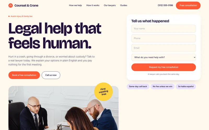 Friendly Injury and Family Law Firm Website Template