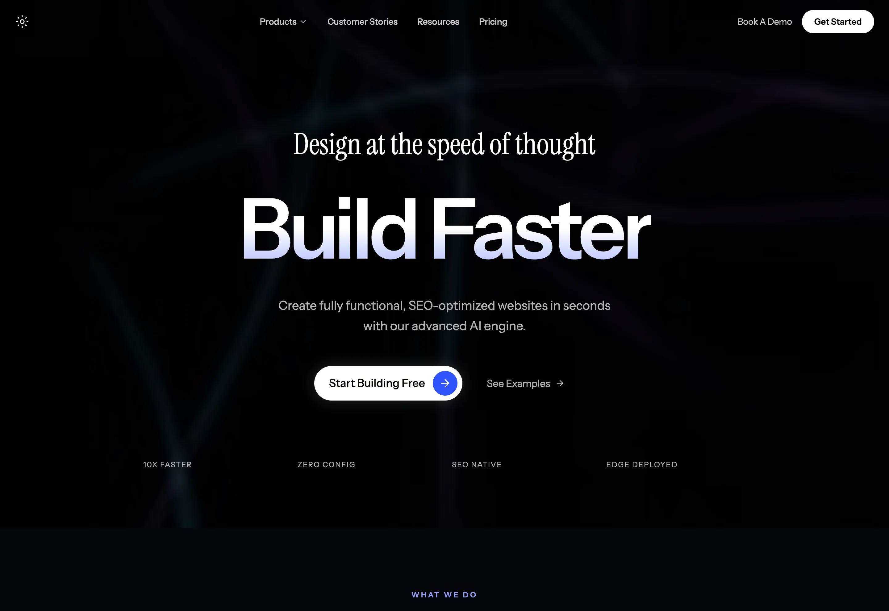 Lavender Glow AI Builder Hero website template preview