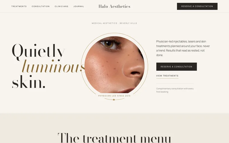 Pearl and Champagne Luxury Med Spa website template preview