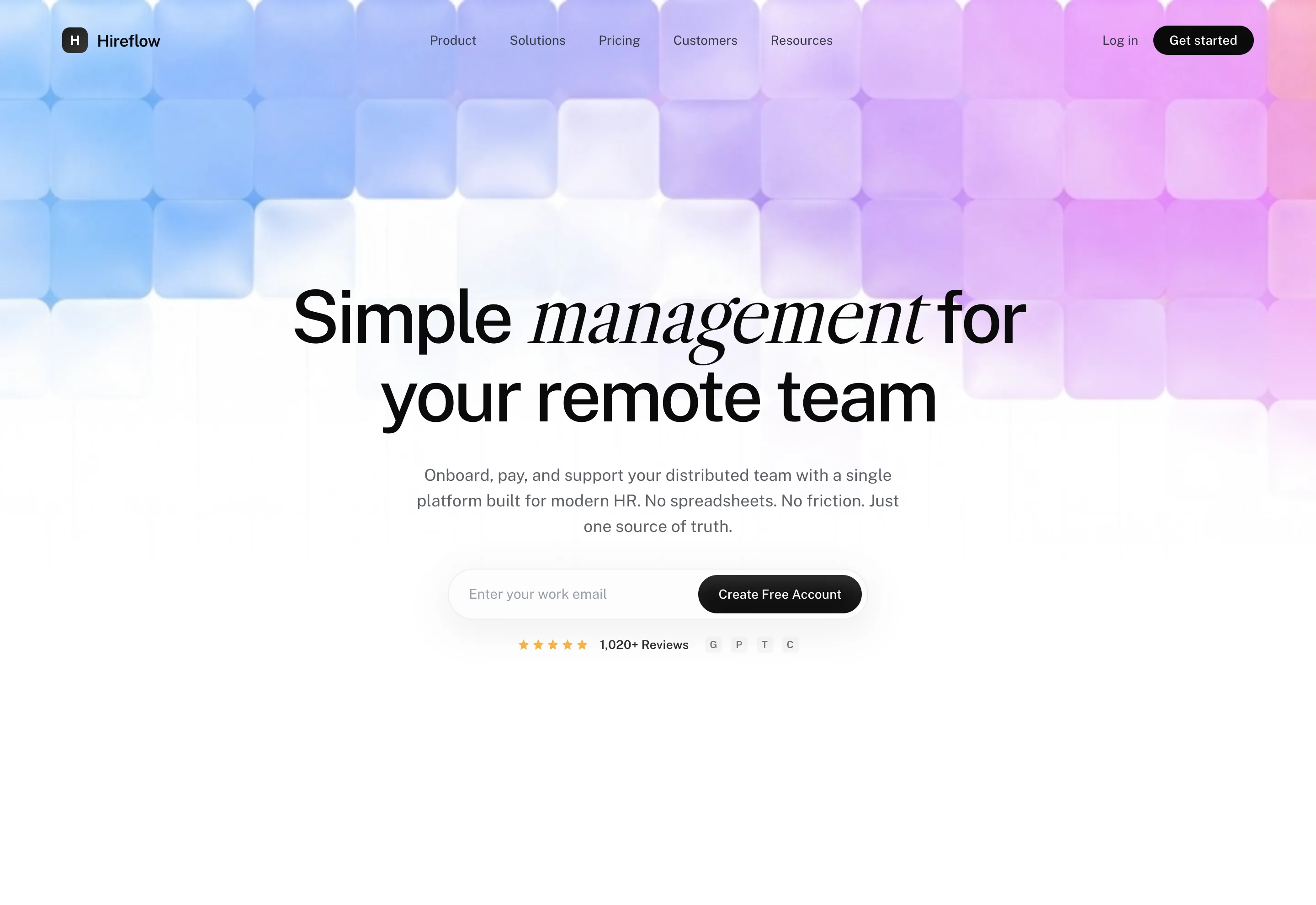 Glass Mosaic HR Software Hero website template preview