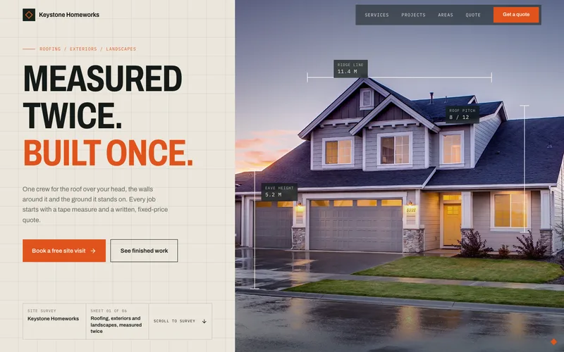 Survey-Drawing Roofing and Exteriors Firm website template preview