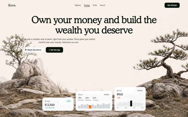 White Mobile Banking App website template preview