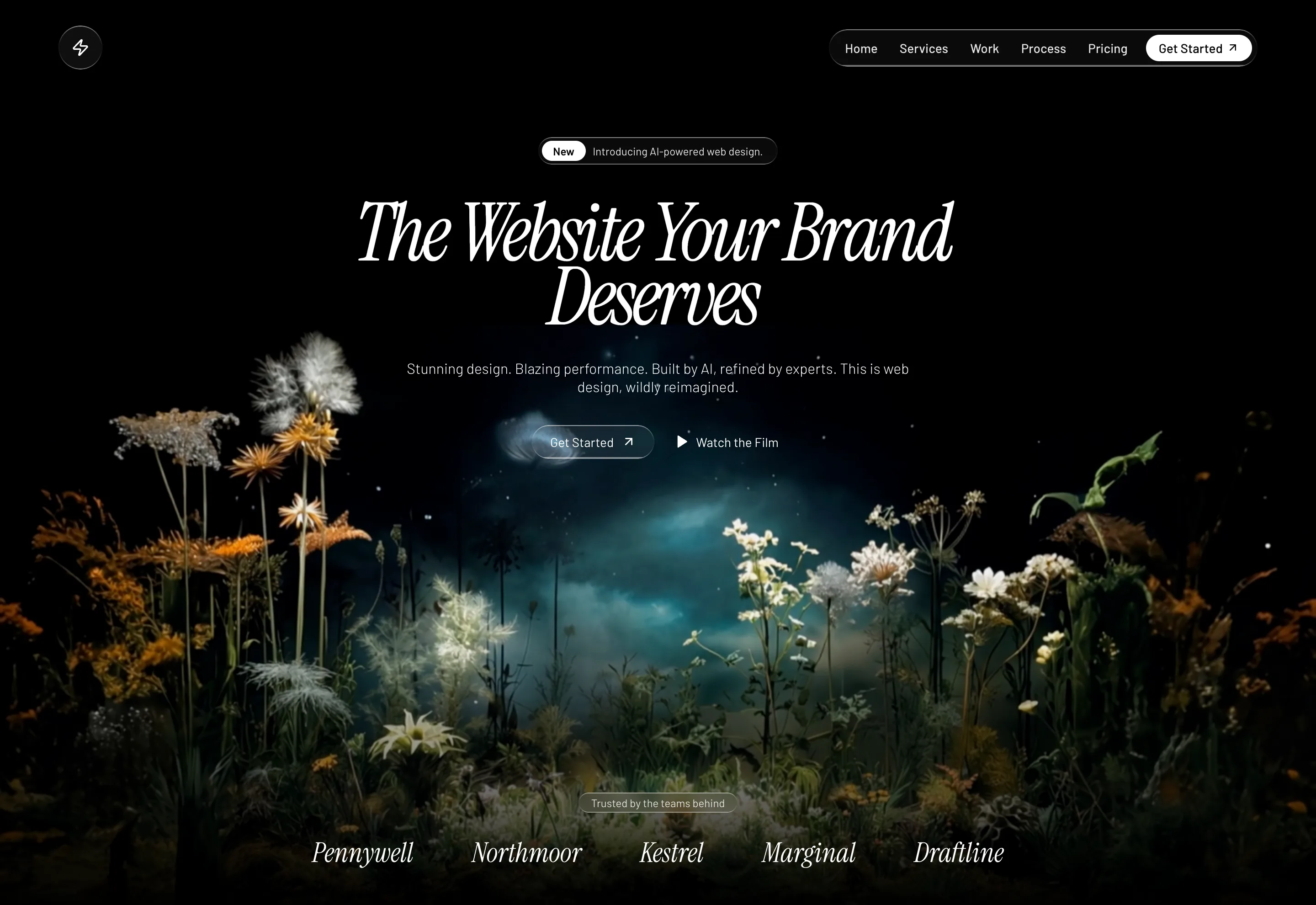 Night Botanical Glass Agency Hero website template preview