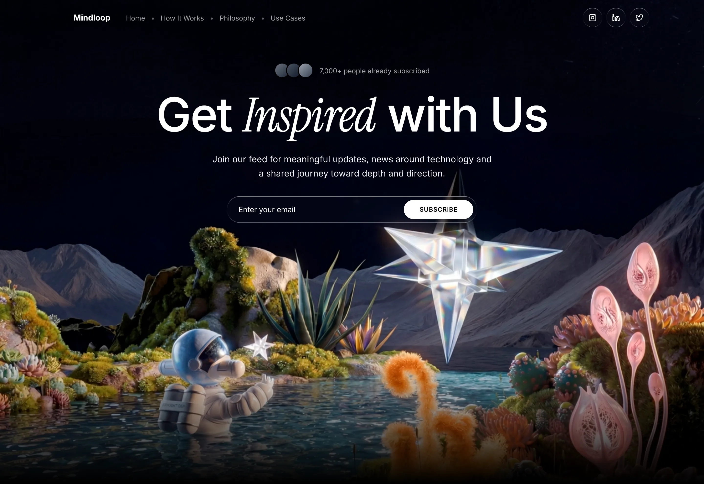 Illustrated Newsletter Landing Page website template preview
