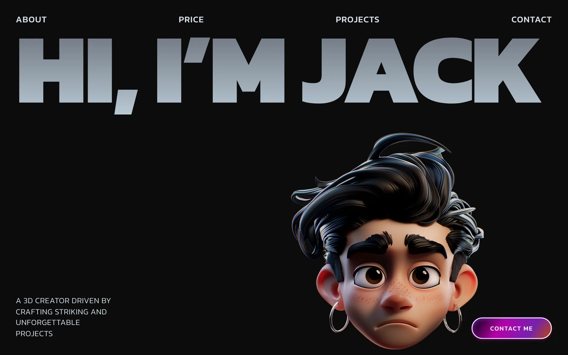3D Avatar Artist Portfolio website template preview