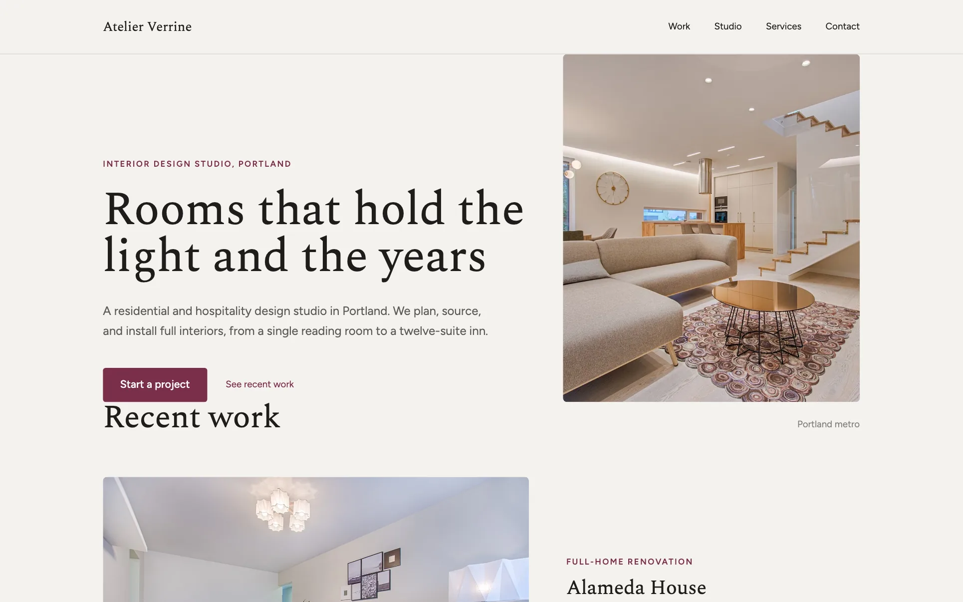 Cream & Burgundy Interior Designer website template preview