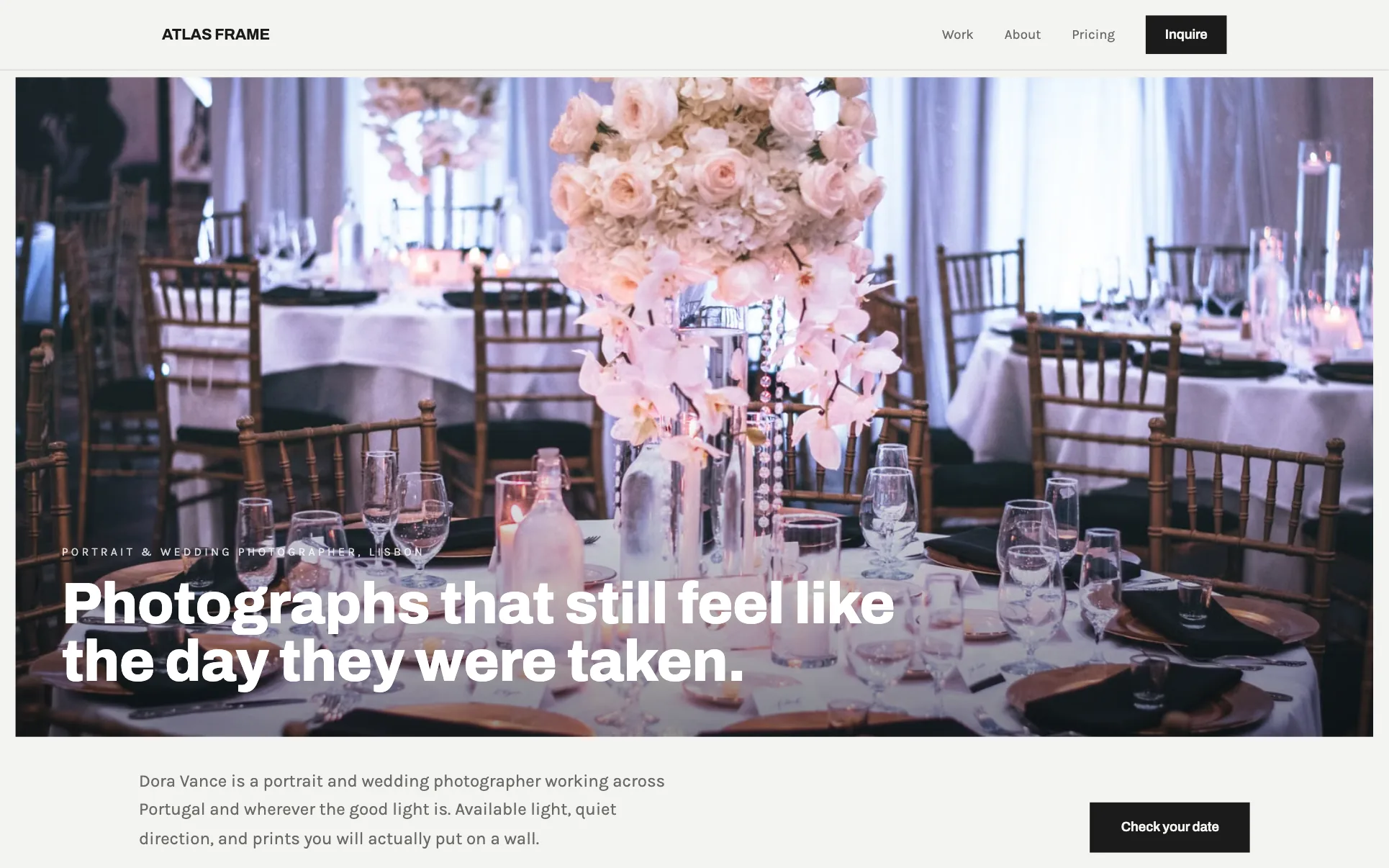 Full-Bleed Wedding Photography website template preview