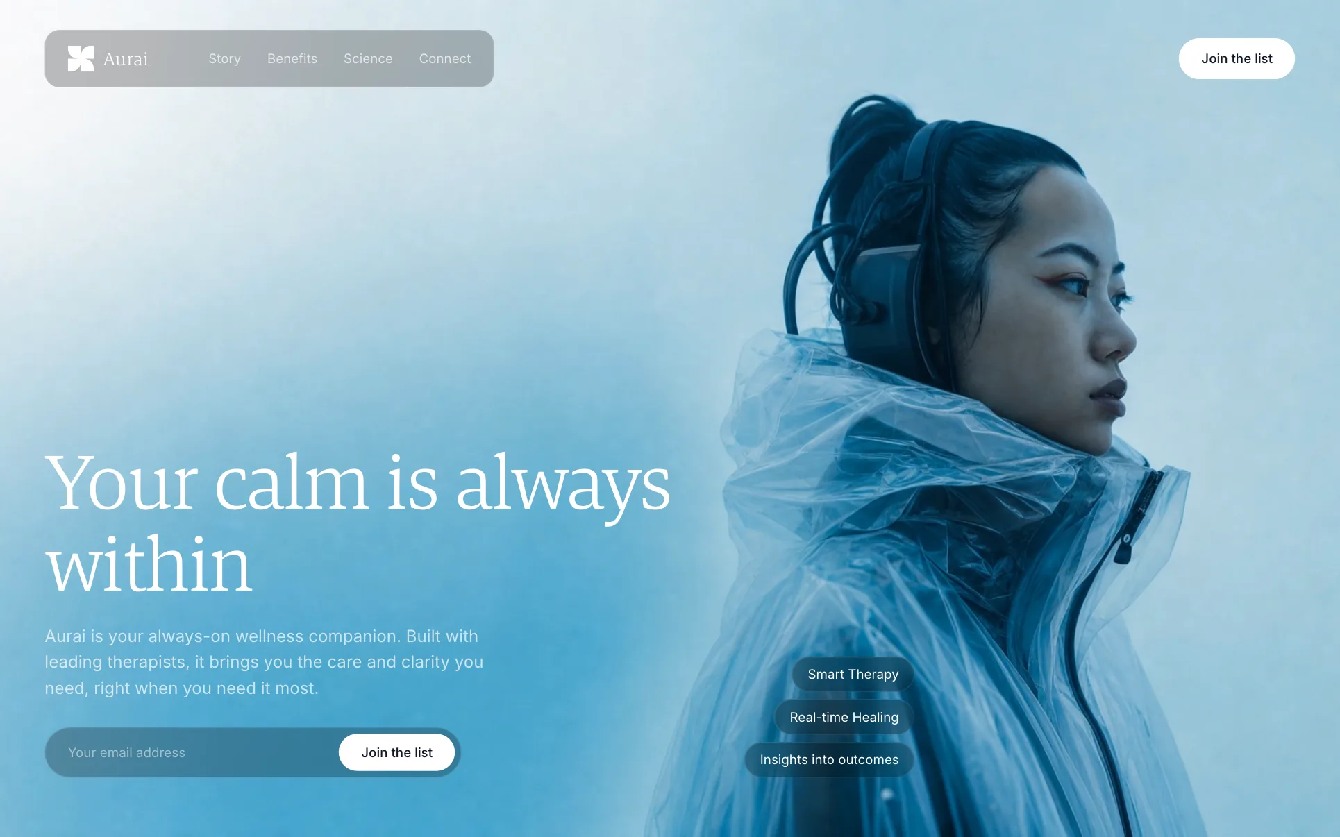 Misty Mental Wellness Device website template preview