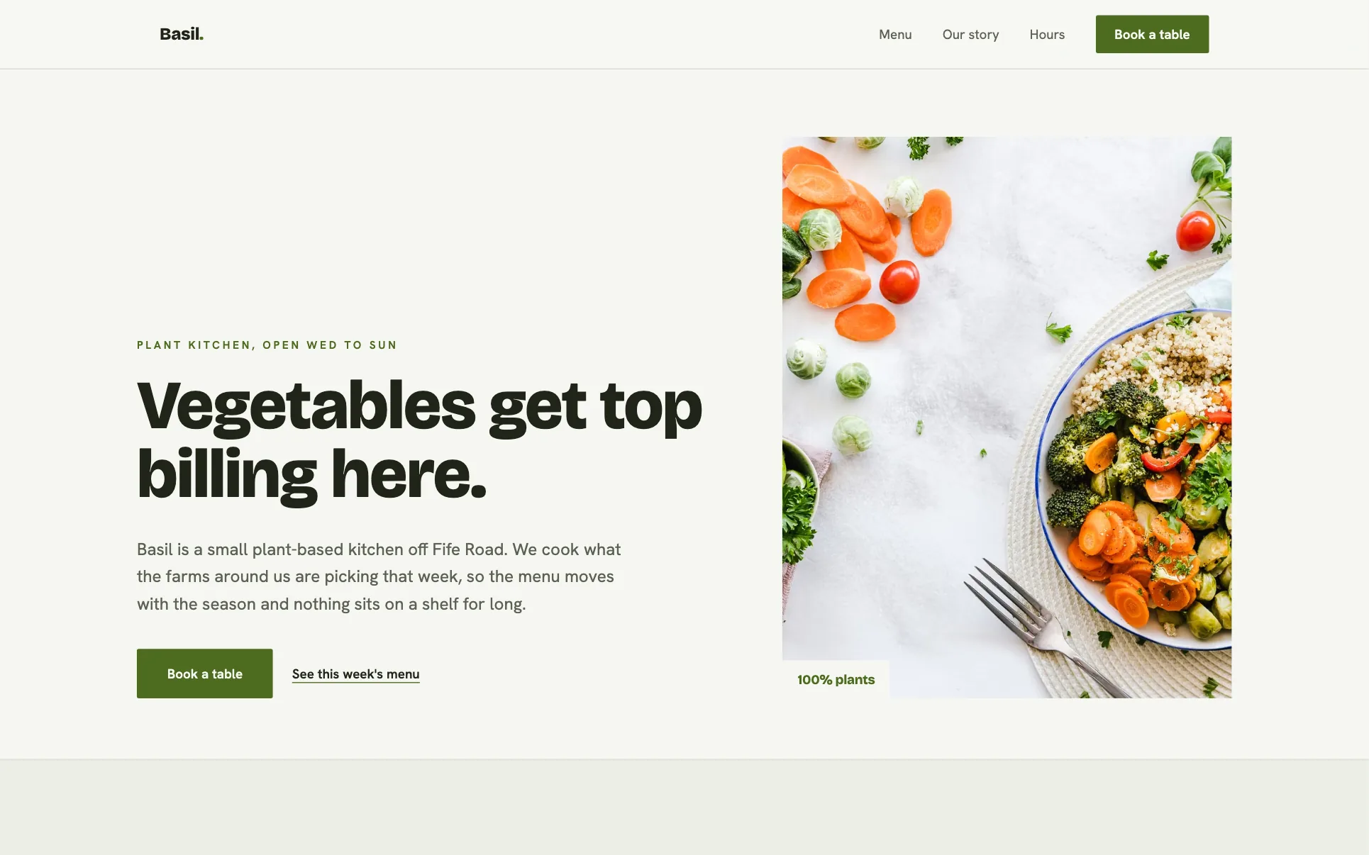 Green Plant-Based Restaurant website template preview