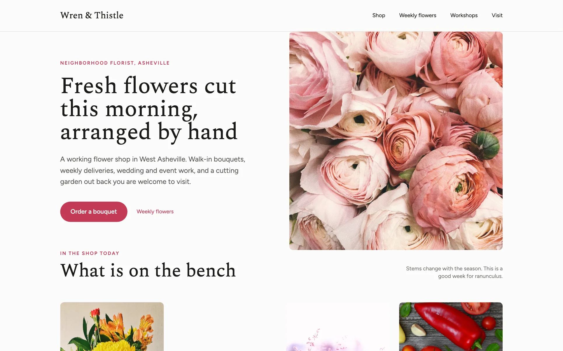 Linen-Tone Neighborhood Florist website template preview