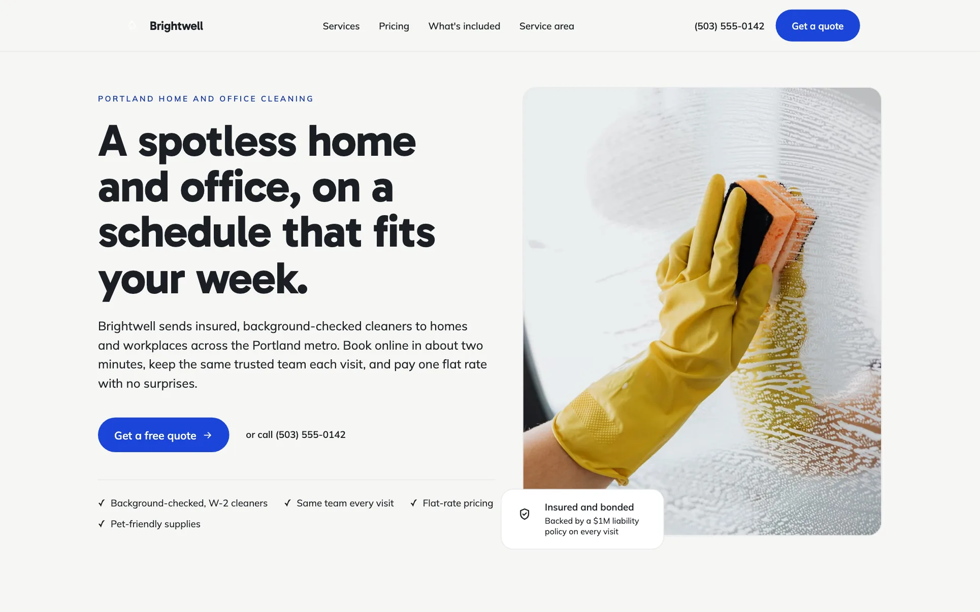 We.Inc Brightwell Cleaning template design for a cleaning company
