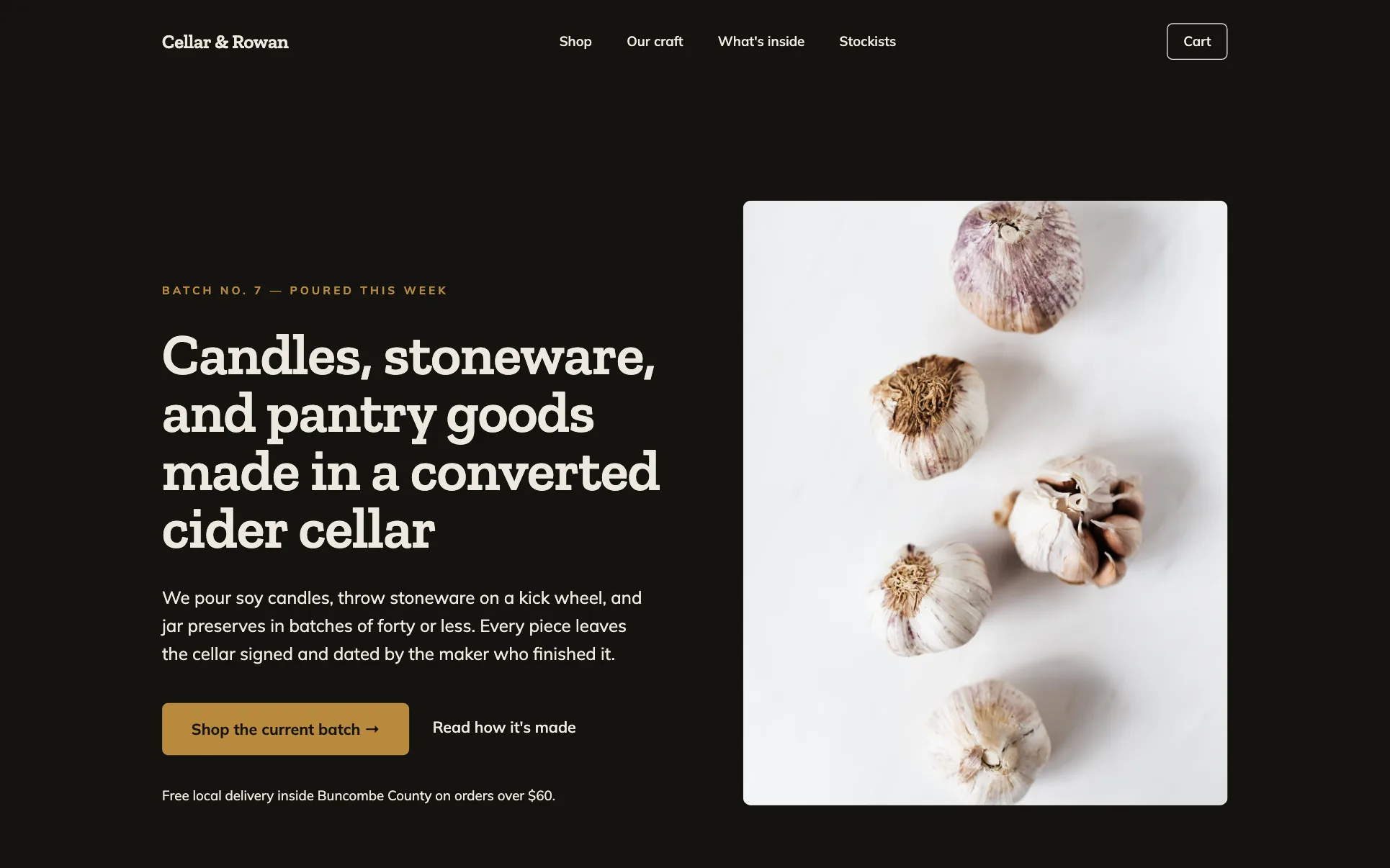We.Inc Cellar & Rowan template design for a home goods shop
