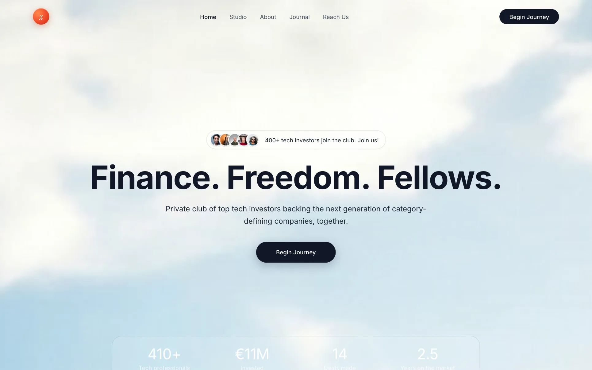 Misty Sky Investor Club website template preview