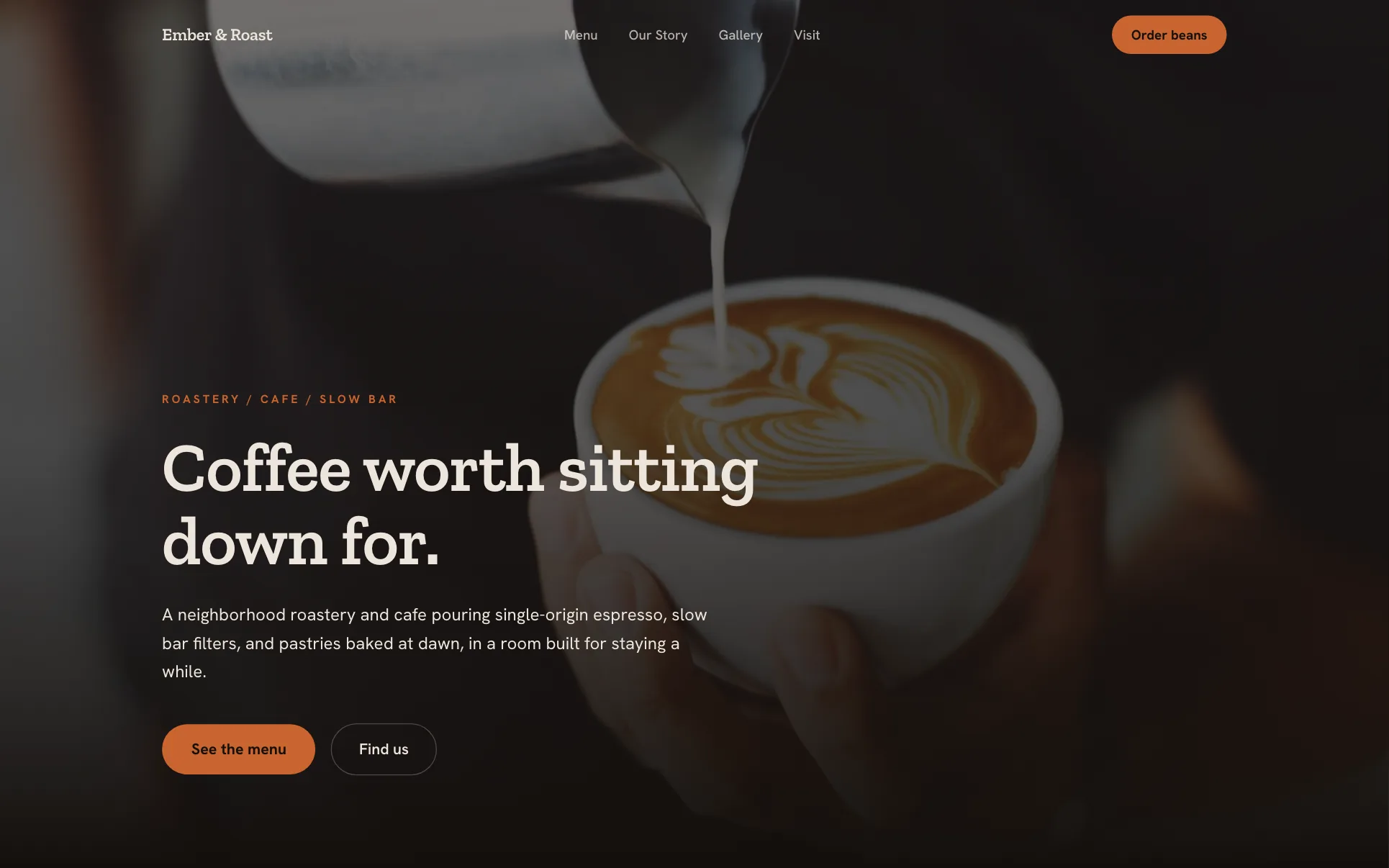 We.Inc Ember & Roast template design for a coffee shop