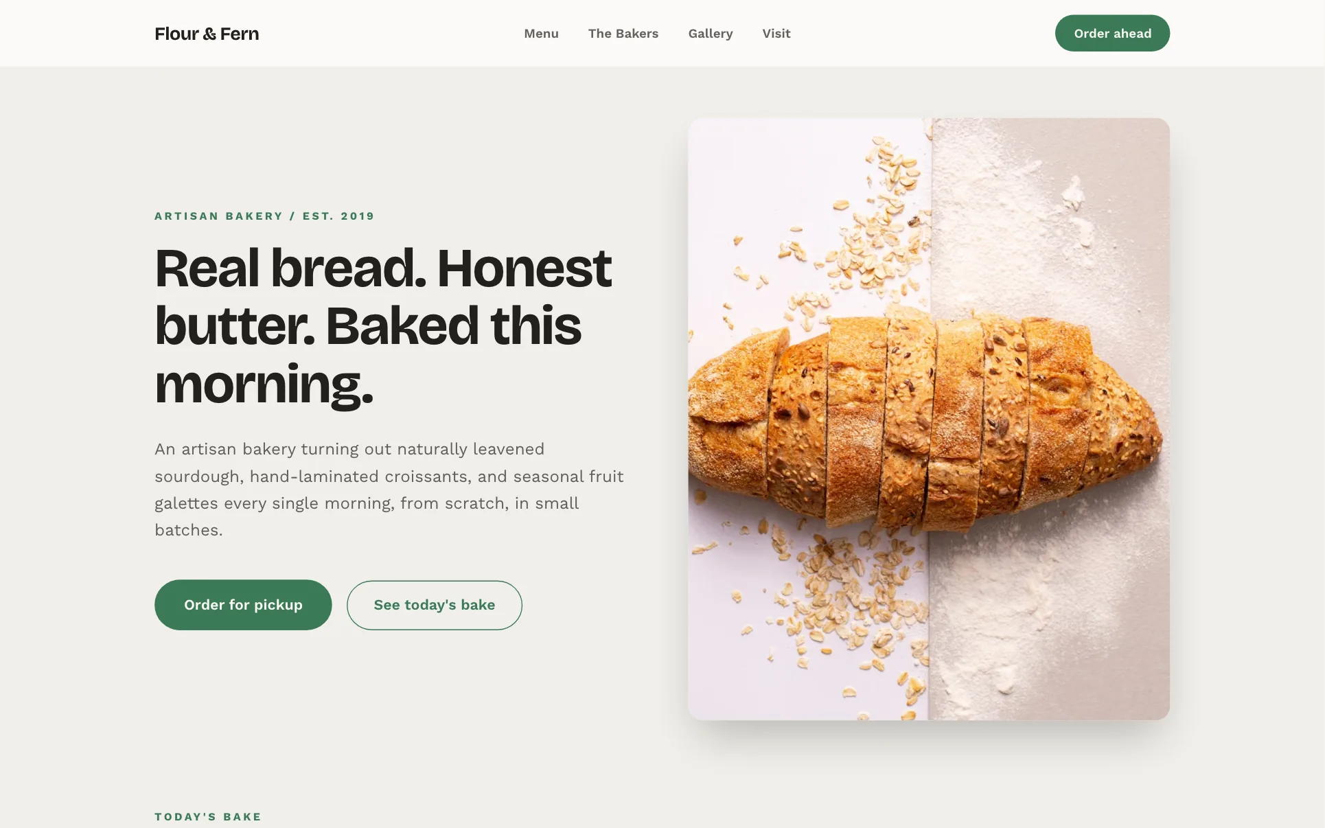 We.Inc Flour & Fern template design for a bakery