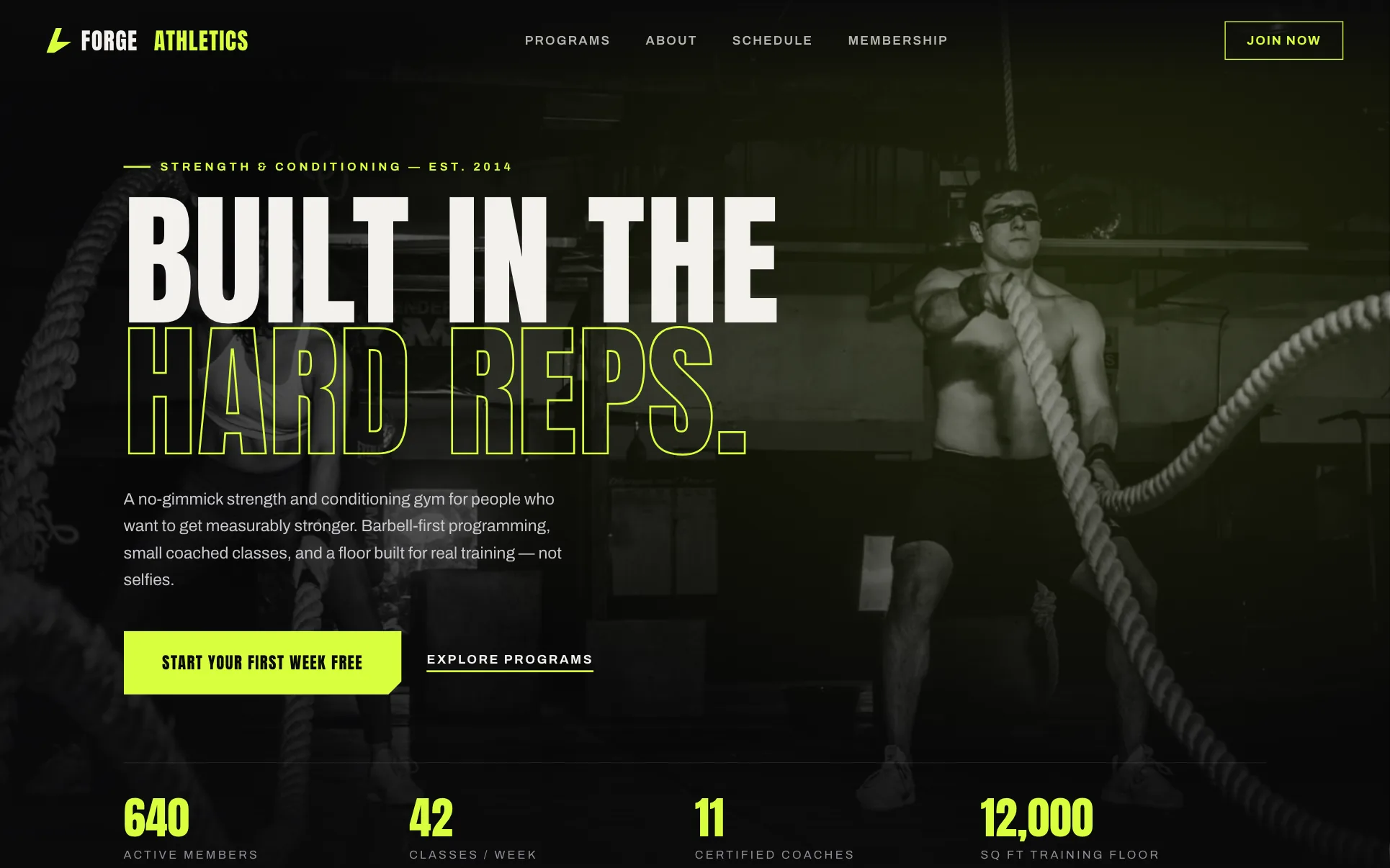 Black & Yellow High-Intensity Gym website template preview