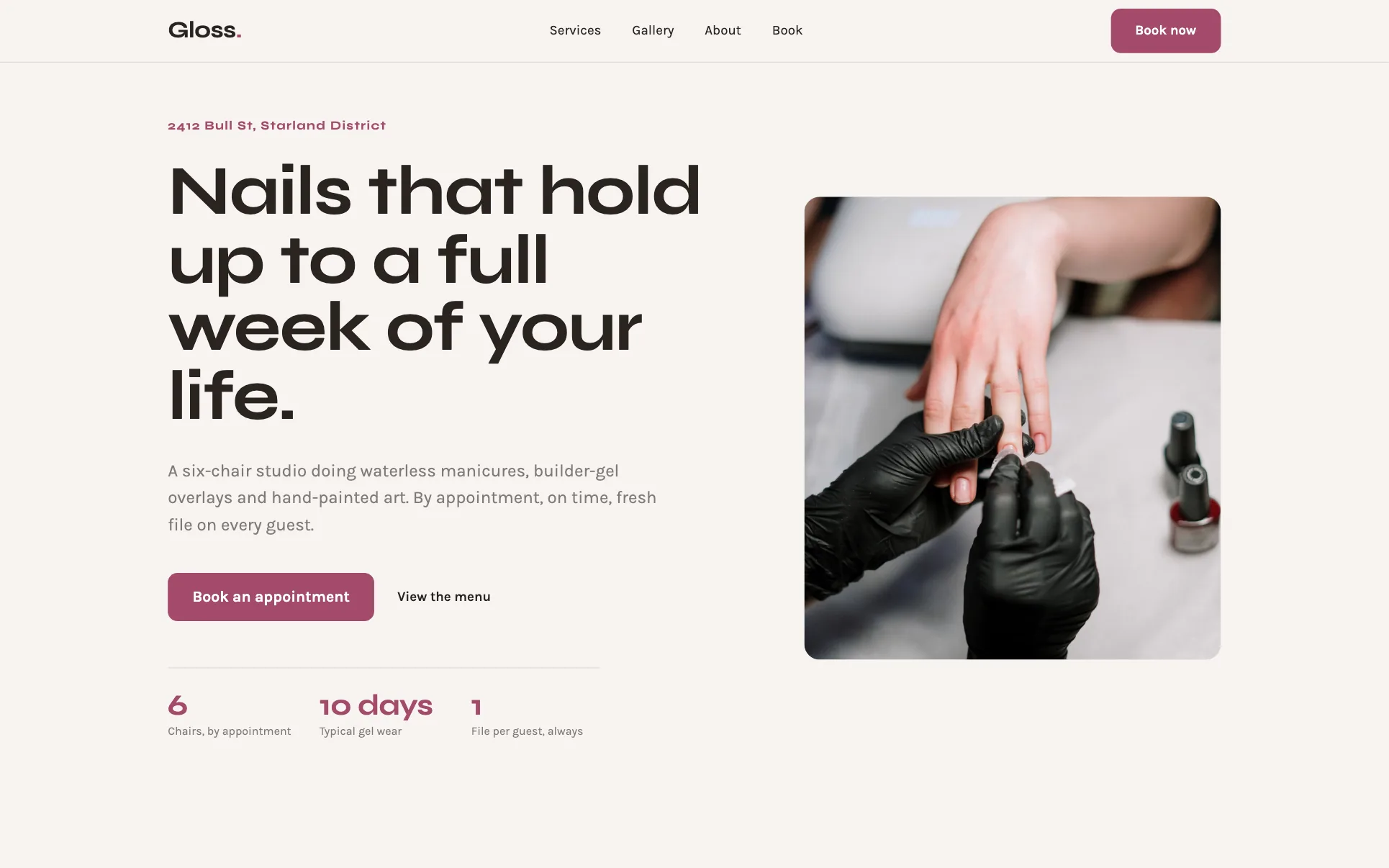 Minimal Appointment Nail Studio website template preview