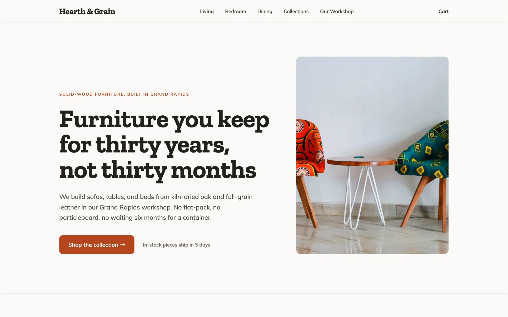 Solid-Wood Furniture Maker Store website template preview