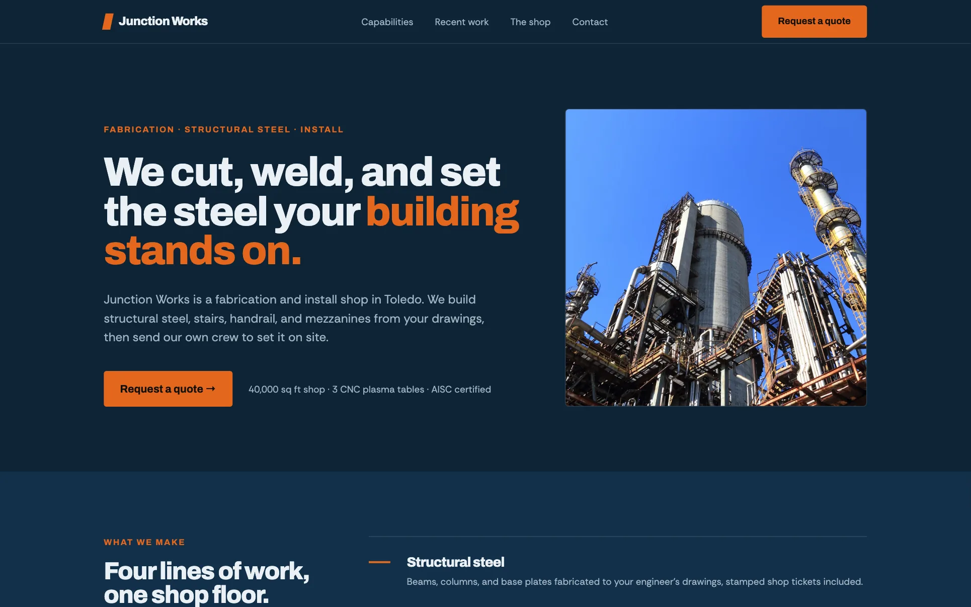 Black & Orange Metal Fabrication website template preview