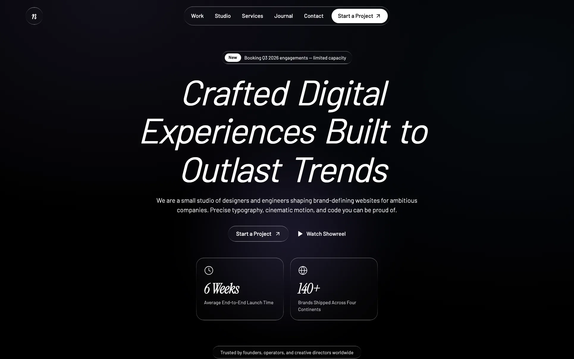 Italic Headline Dark Agency website template preview