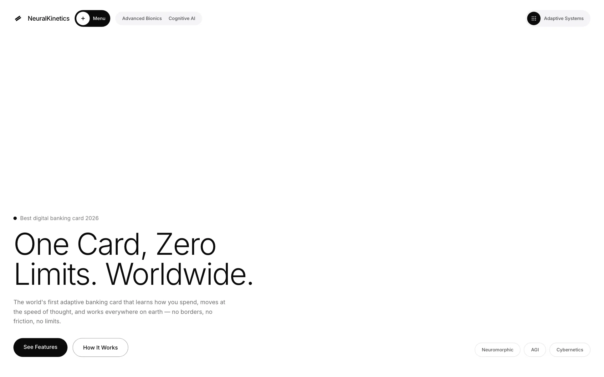 Ultra-Light Payment Card Fintech website template preview