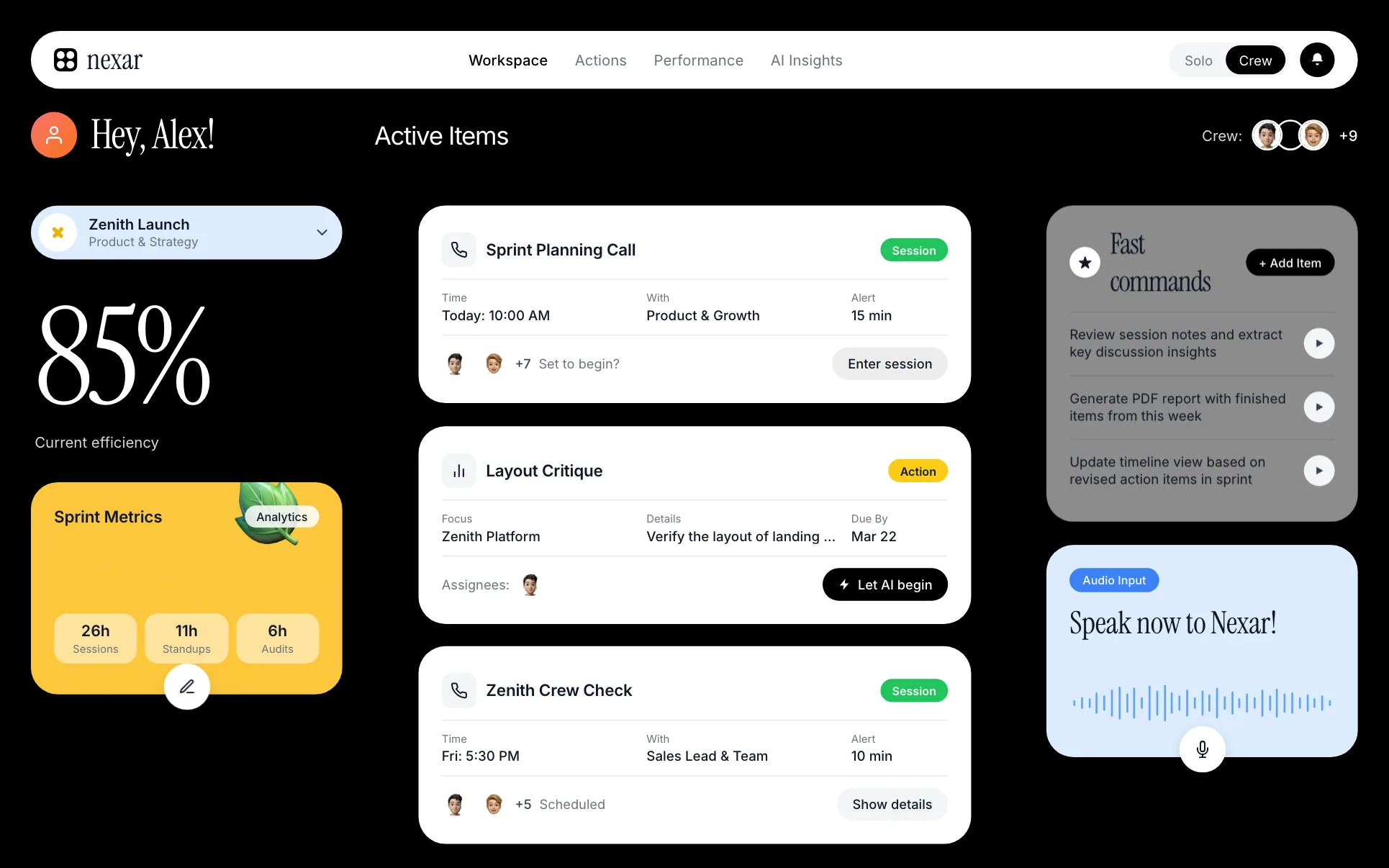 Dark Productivity Dashboard UI website template preview