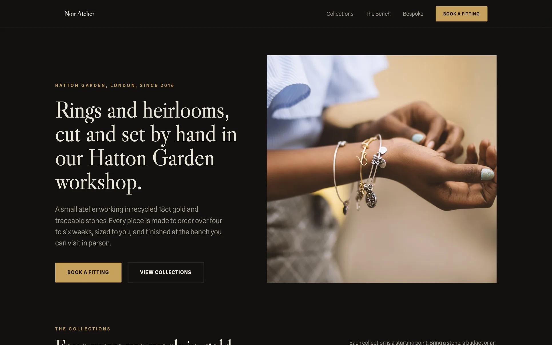 Dark Bespoke Jewelry Workshop website template preview