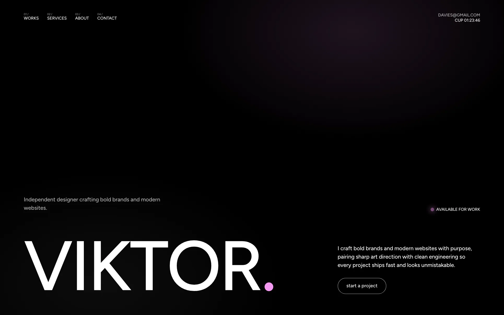 Black Minimal One-Word Portfolio website template preview