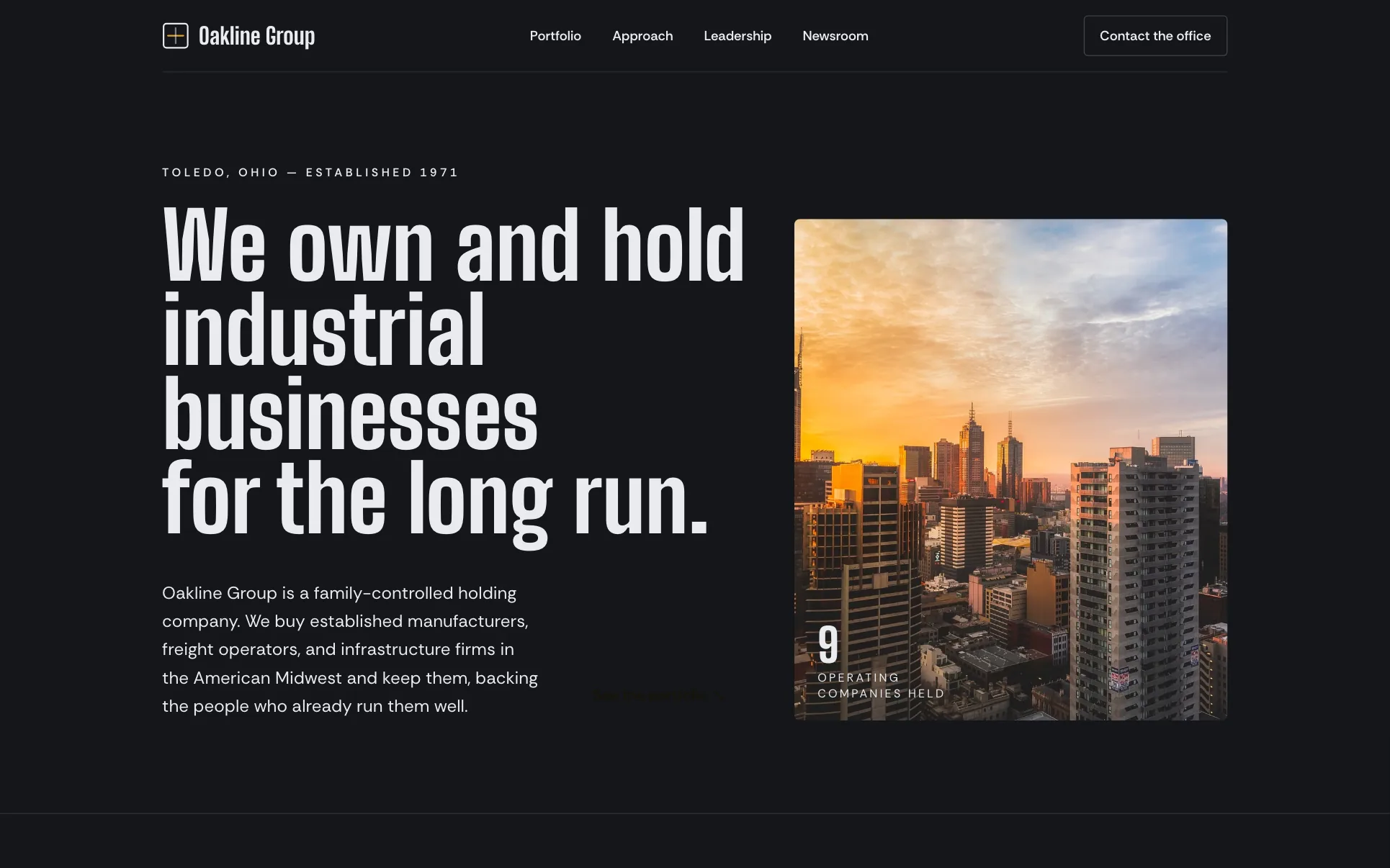 Black Industrial Holding Company website template preview