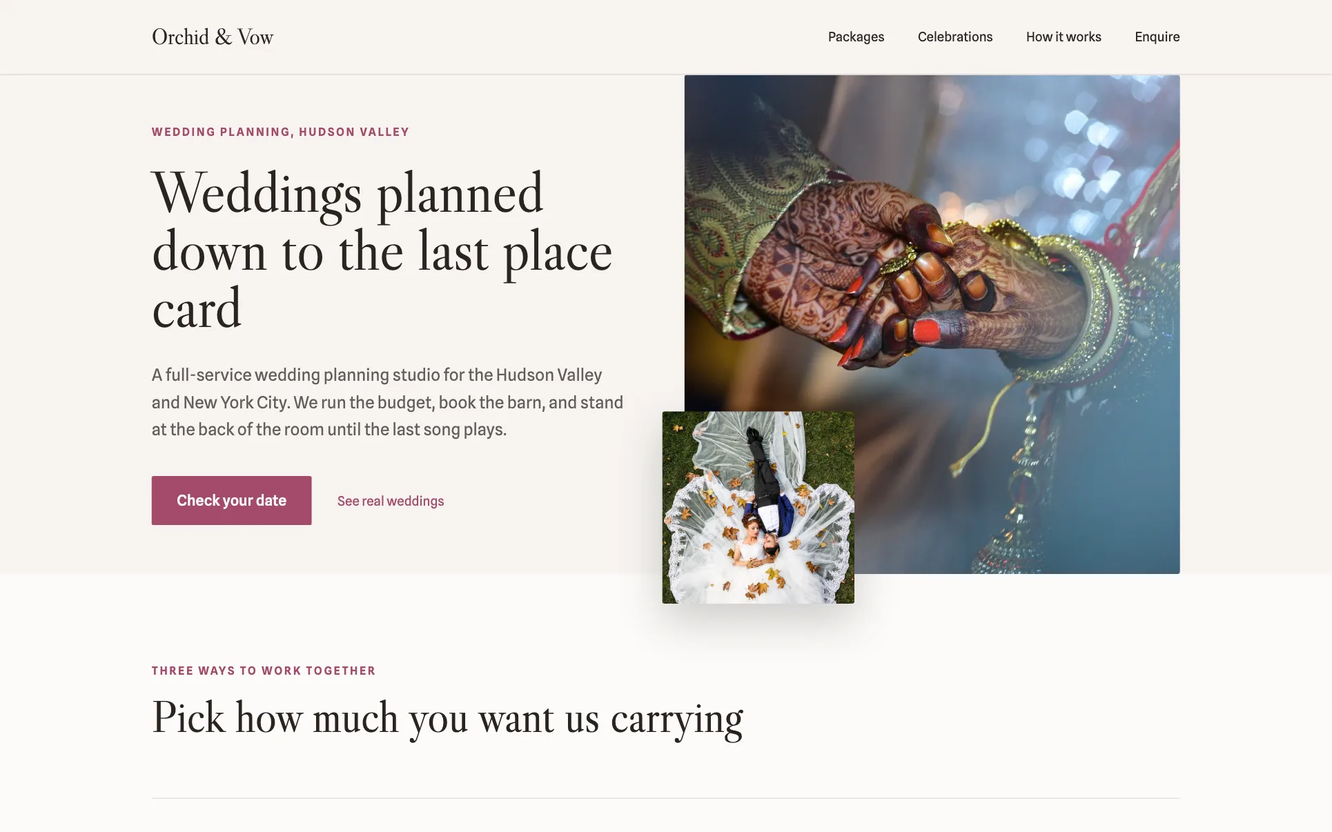 Parchment Serif Wedding Planner website template preview