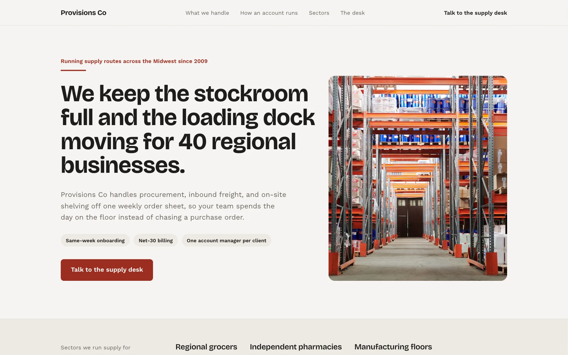 Regional Supply & Freight Company website template preview
