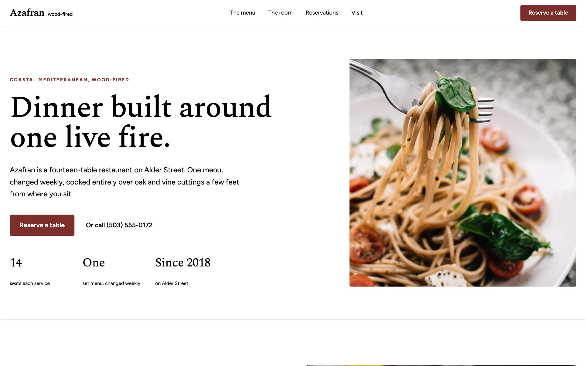 We.Inc Azafran template design for a restaurant
