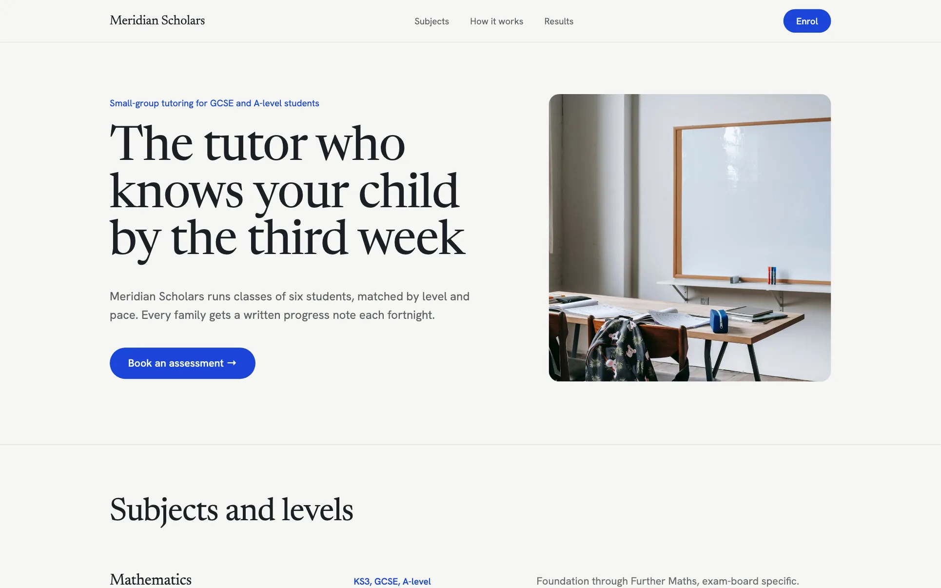 Small-Group Tutoring Service website template preview