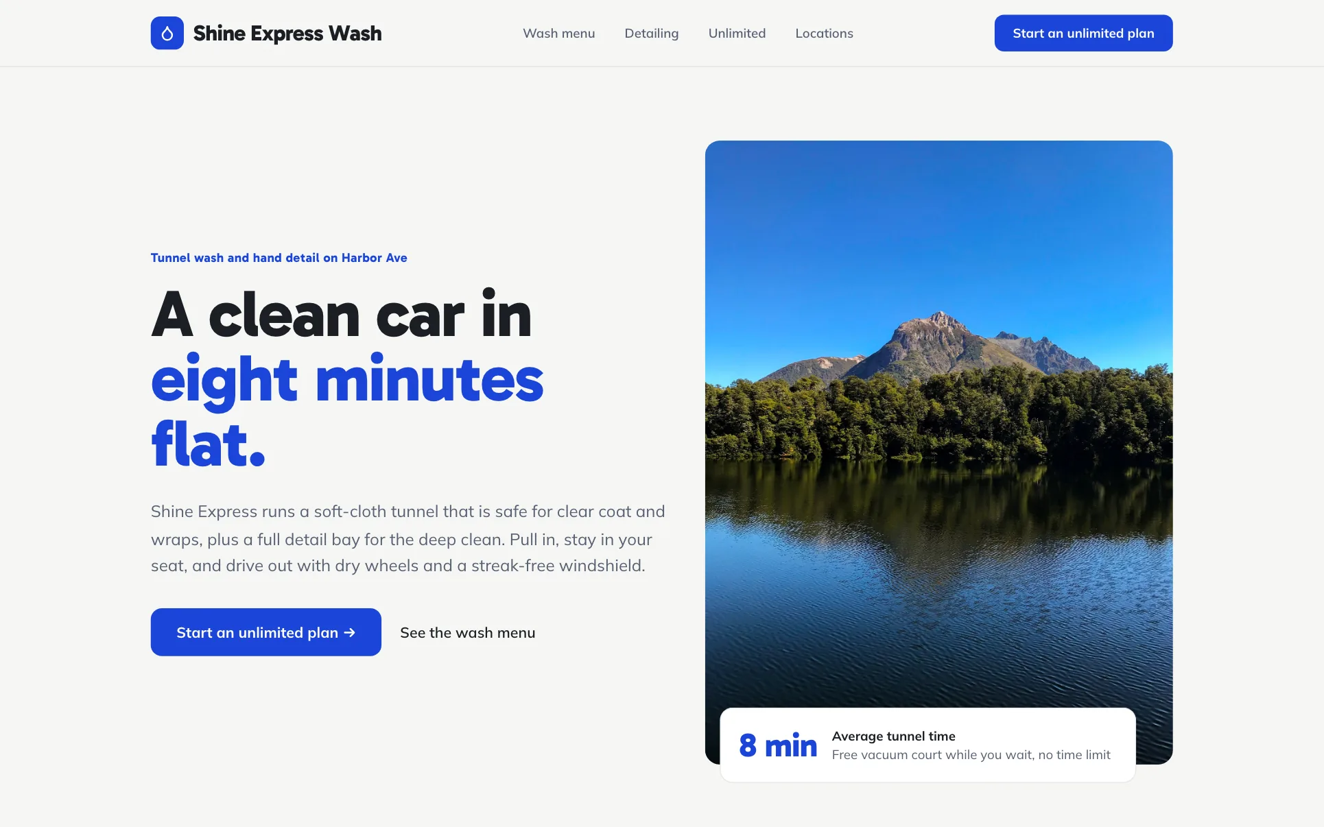 Clean White Express Car Wash website template preview