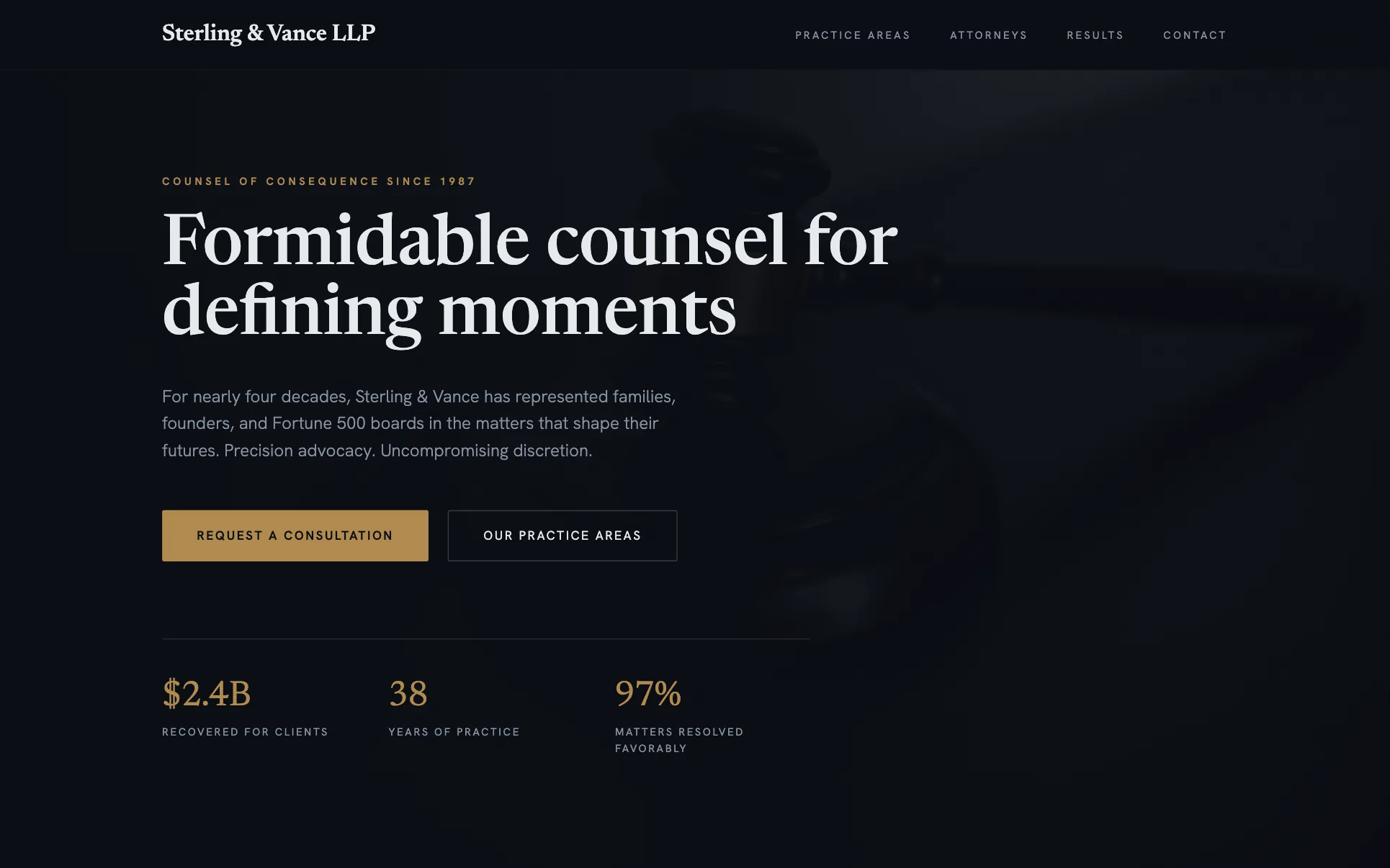 We.Inc Sterling & Vance LLP template design for a law firm