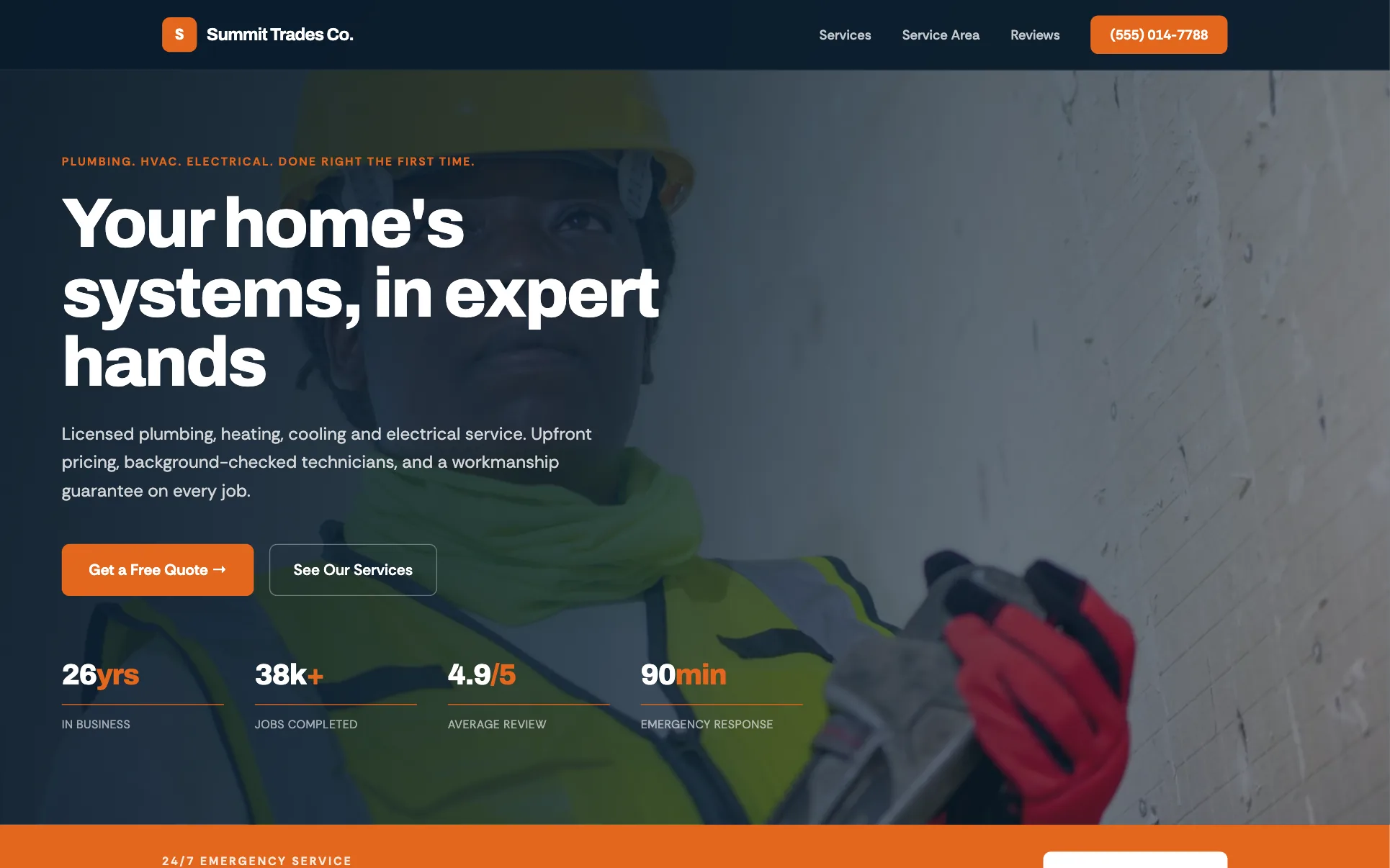We.Inc Summit Trades template design for a plumbing, HVAC and electrical company