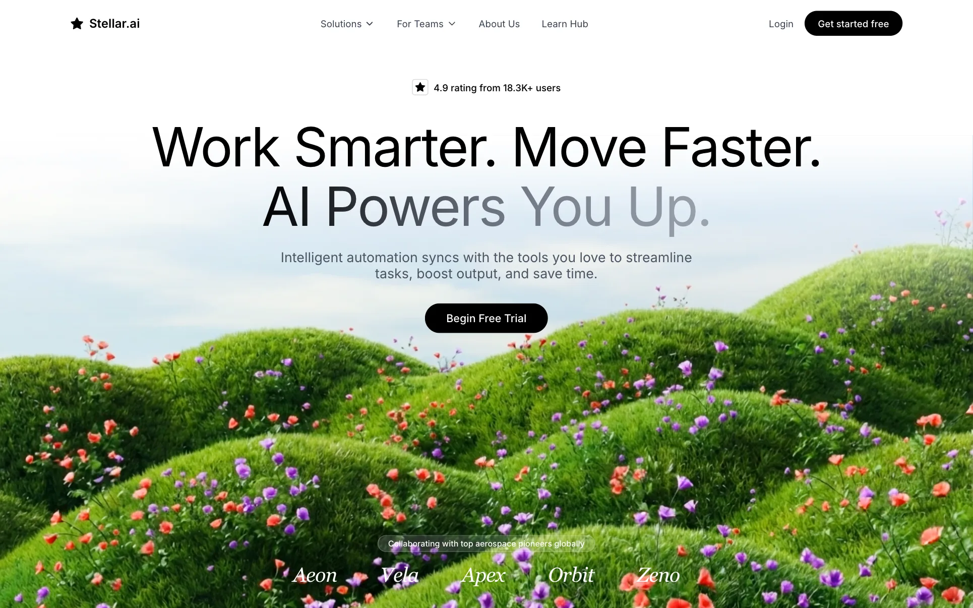 Wildflower Hillside AI SaaS Hero website template preview