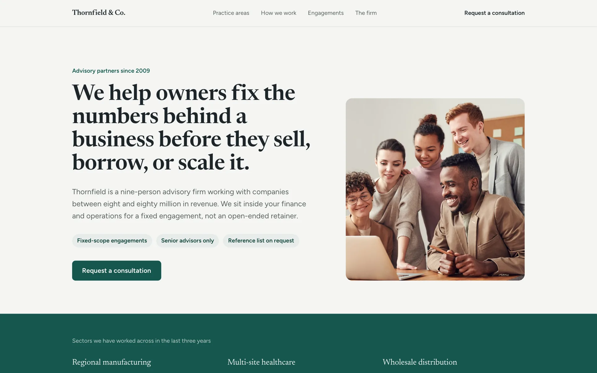 Cream & Green Finance Advisory website template preview