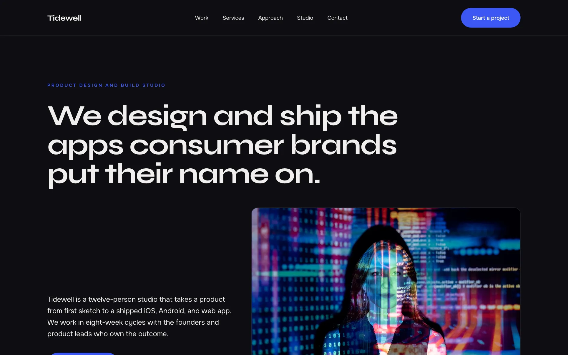 Dark App Design and Build Studio website template preview