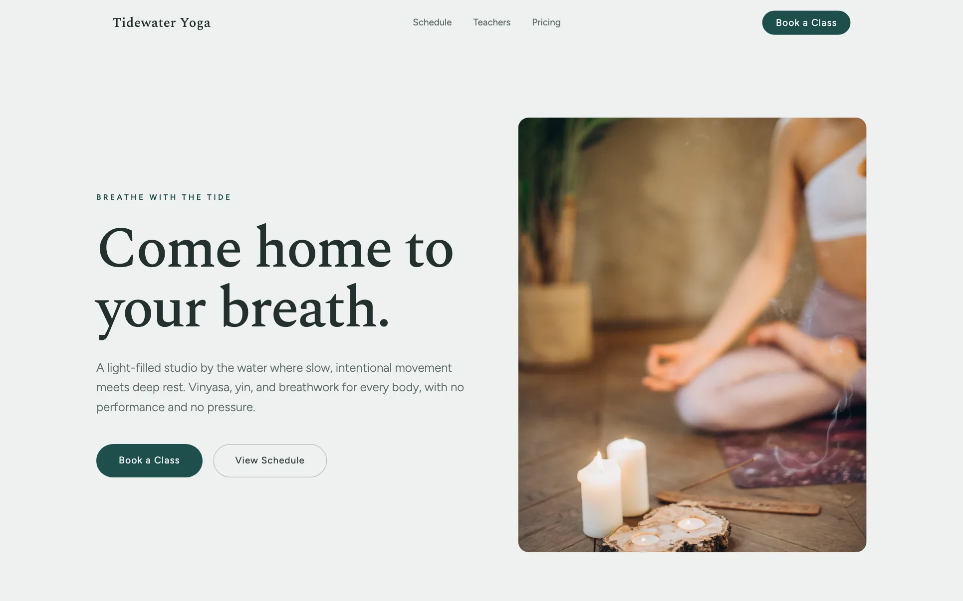 We.Inc Tidewater Yoga template design for a yoga studio