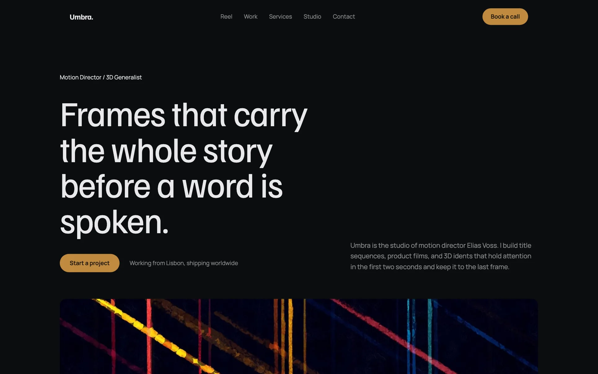 Black Motion Reel Portfolio website template preview