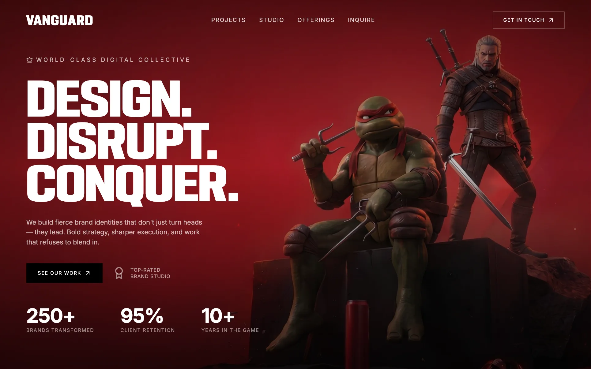 Crimson 3D Character Agency website template preview