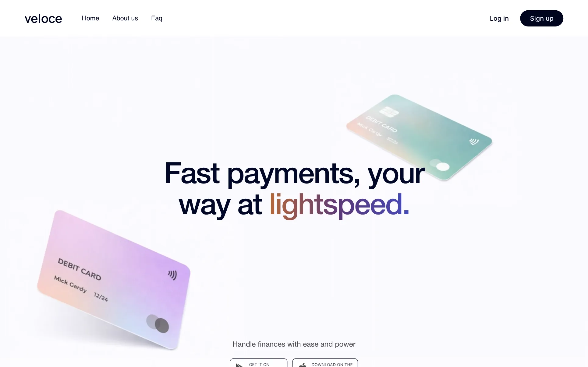 Floating Card Fintech Landing Page website template preview