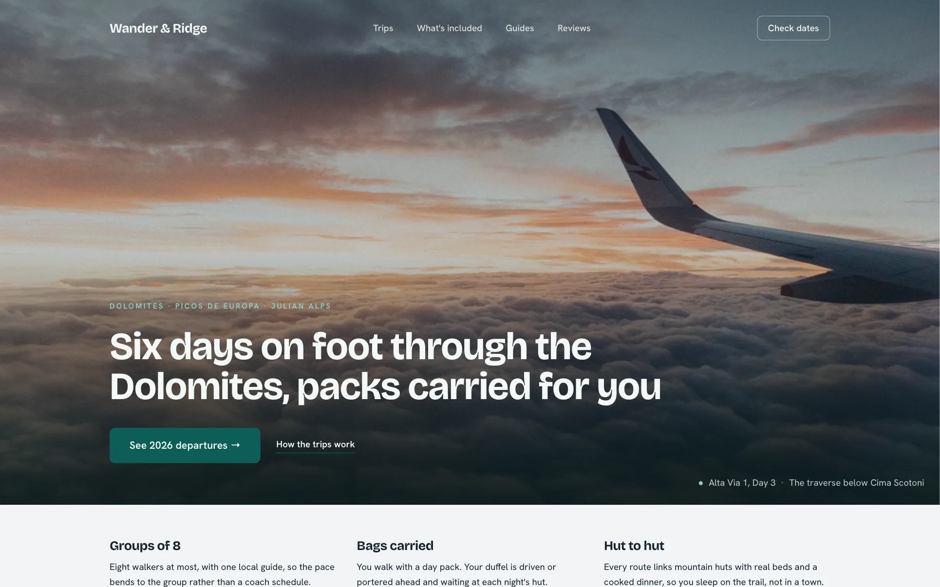 Small-Group Hiking Tours website template preview