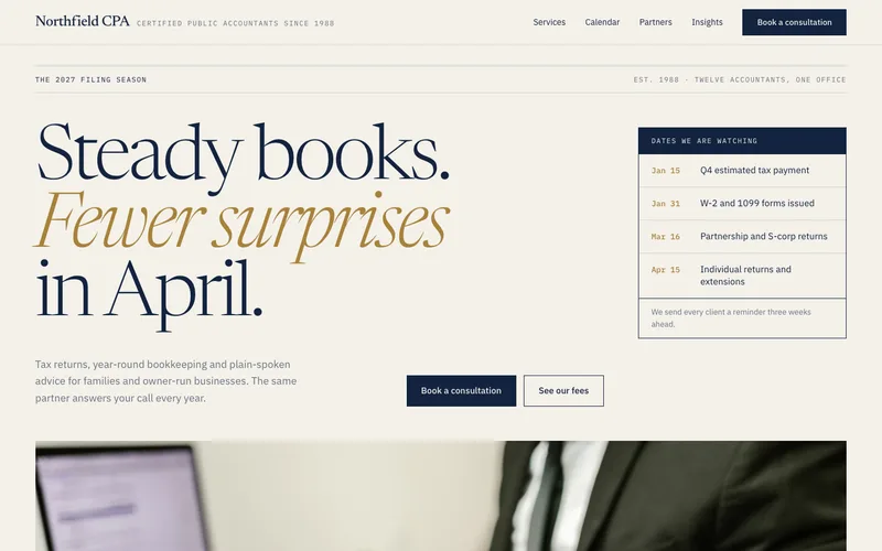 Broadsheet CPA and Tax Firm website template preview