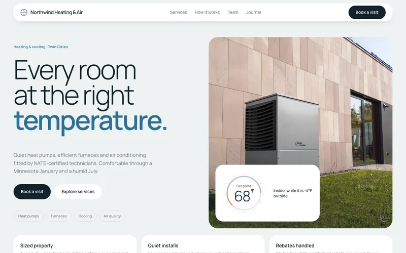 Nordic Heating and Cooling Company website template preview