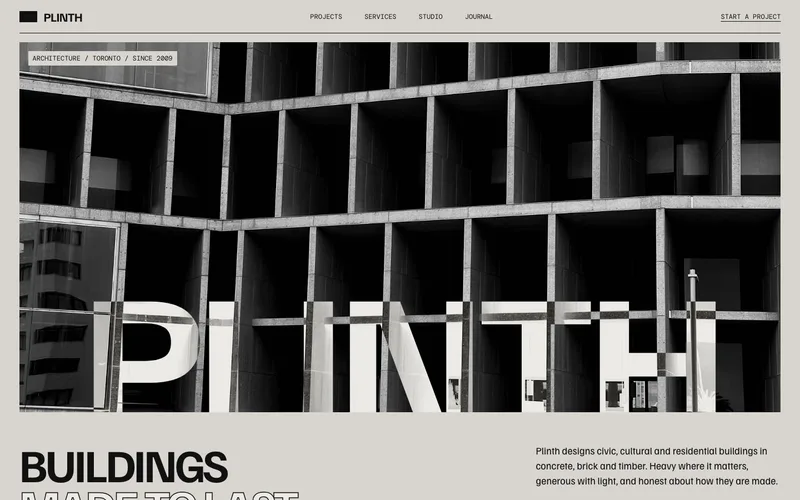 Brutalist Monochrome Architecture Studio website template preview