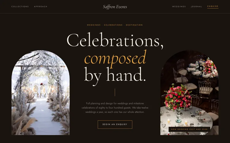 Candlelit Luxury Wedding Planner website template preview
